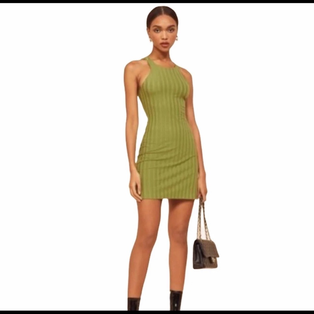 Reformation Mel Avocado Mini Dress